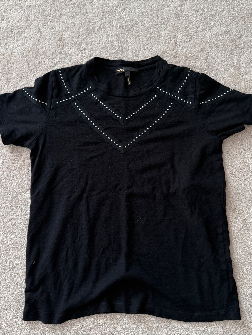 Black Studded Short Sleeve Tee